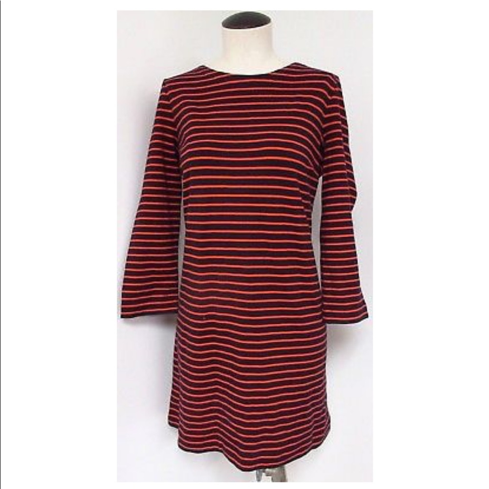 J. Crew classic navy and red striped dress